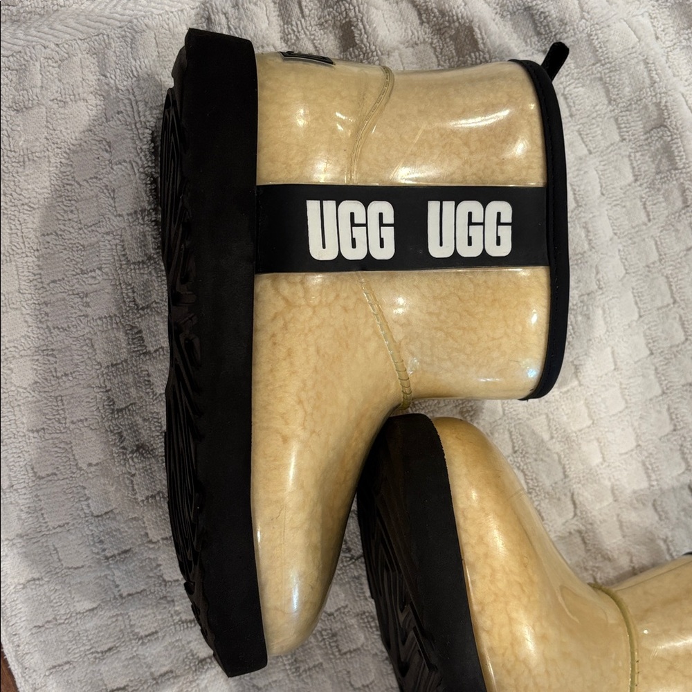 UGG Cream and Black Ankle Boots
